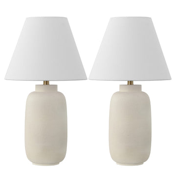 Elinore 24.5" Minimalist Scandinavian Resin/Iron Ginger Jar LED Table Lamp - JONATHAN Y